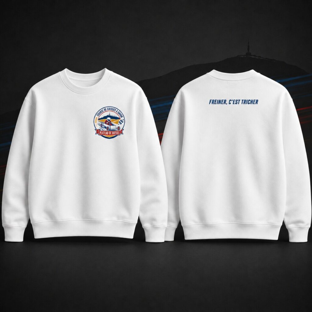 Pull col rond officiel — logo et slogan
