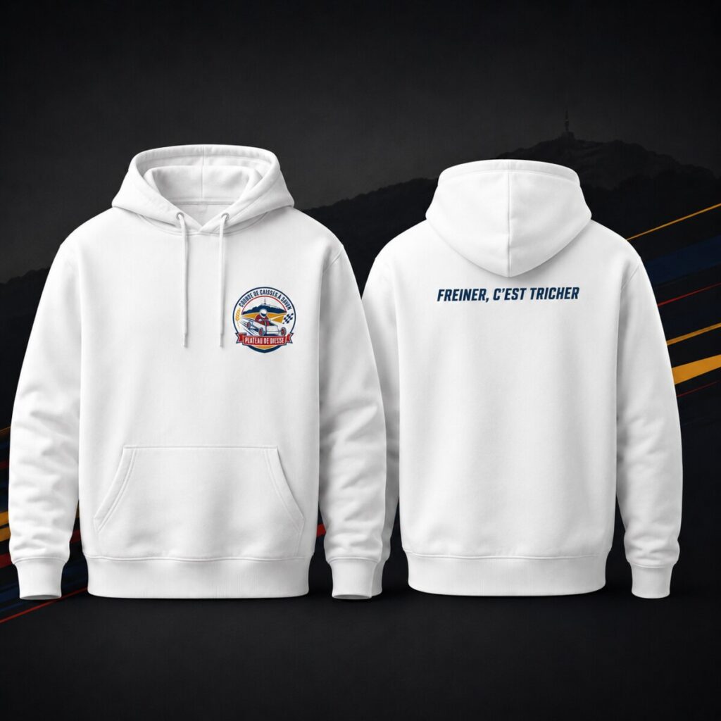 Sweat à capuche officiel — logo et slogan