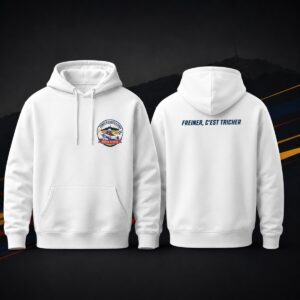 Sweat à capuche officiel — logo et slogan