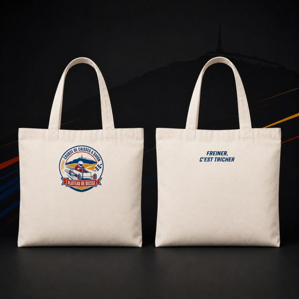 Tote bag officiel — logo et slogan